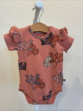 Girls' Coral Reef Print Ruffle-Sleeve One-Piece Bodysuit